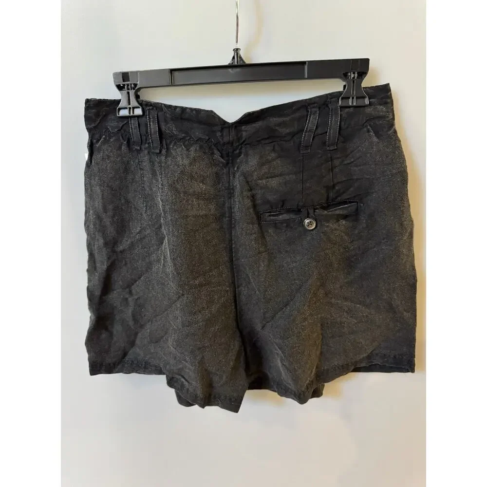 Free People Womens Black Calla Pleated Hi Rise Slash Pockets Trouser Shorts 6
